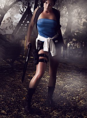 Blonde cosplay model Kleio Valentien modeling in crotchless leather pants